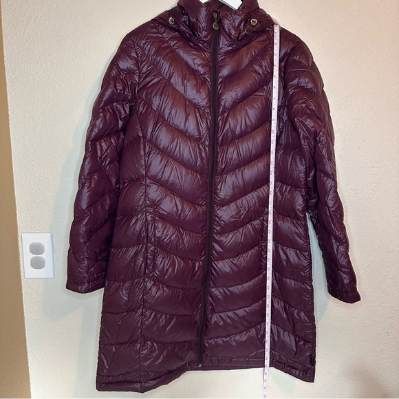Calvin Klein Packable Lightweight Down Purple Puffer Long Hooded Jacket Winter - Picture 12 of 14